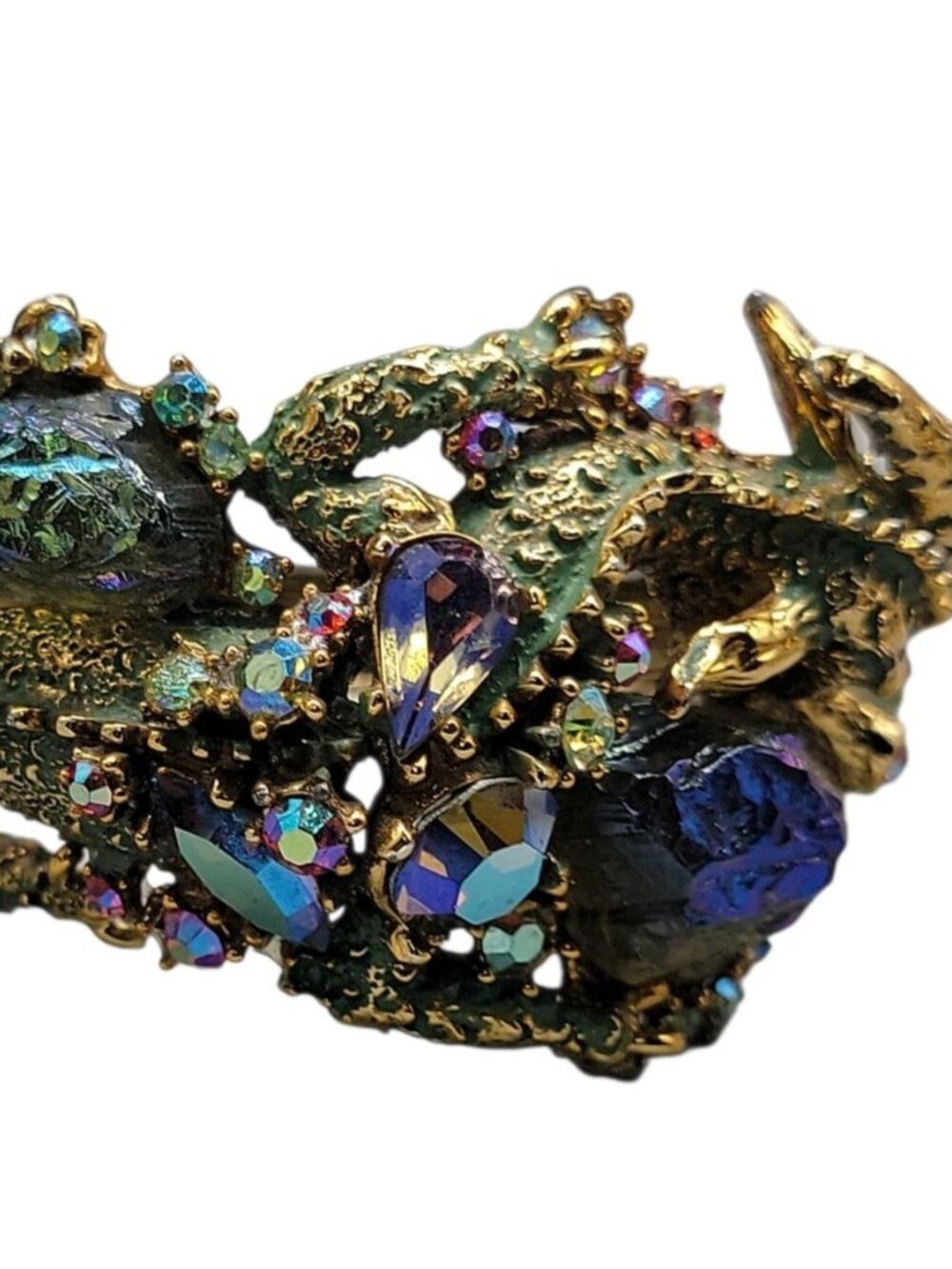 Vtg HAR Dragon Fantasy Lava Rock Demi-Parure 1959 Brooch Bracelet Earrings Set - Picture 12 of 16